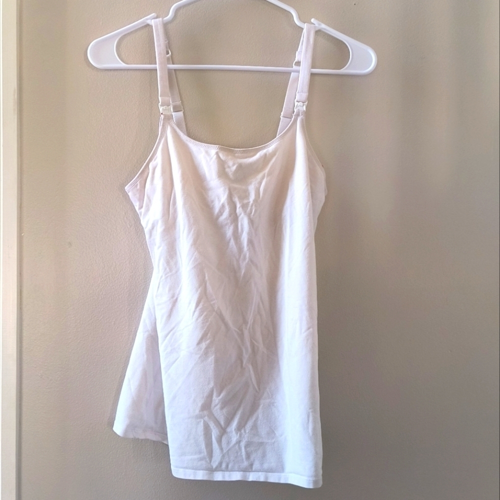 Women's Cute Comfy White Maternity Tank Top Breastfeeding by Gilligan & O’Malley